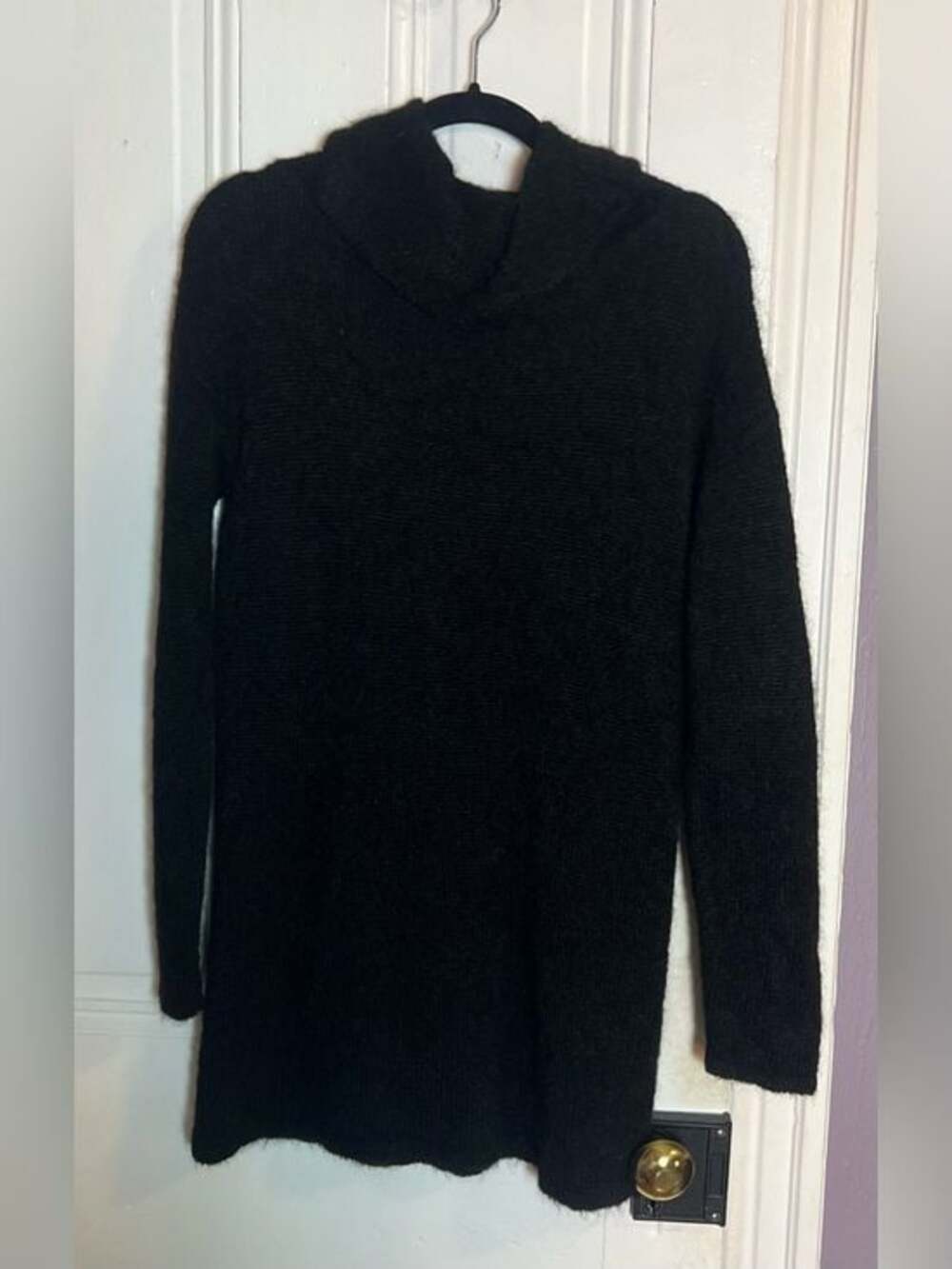 Anthropologie Black Alpaca Cowl Neck Sweater Tunic Size S